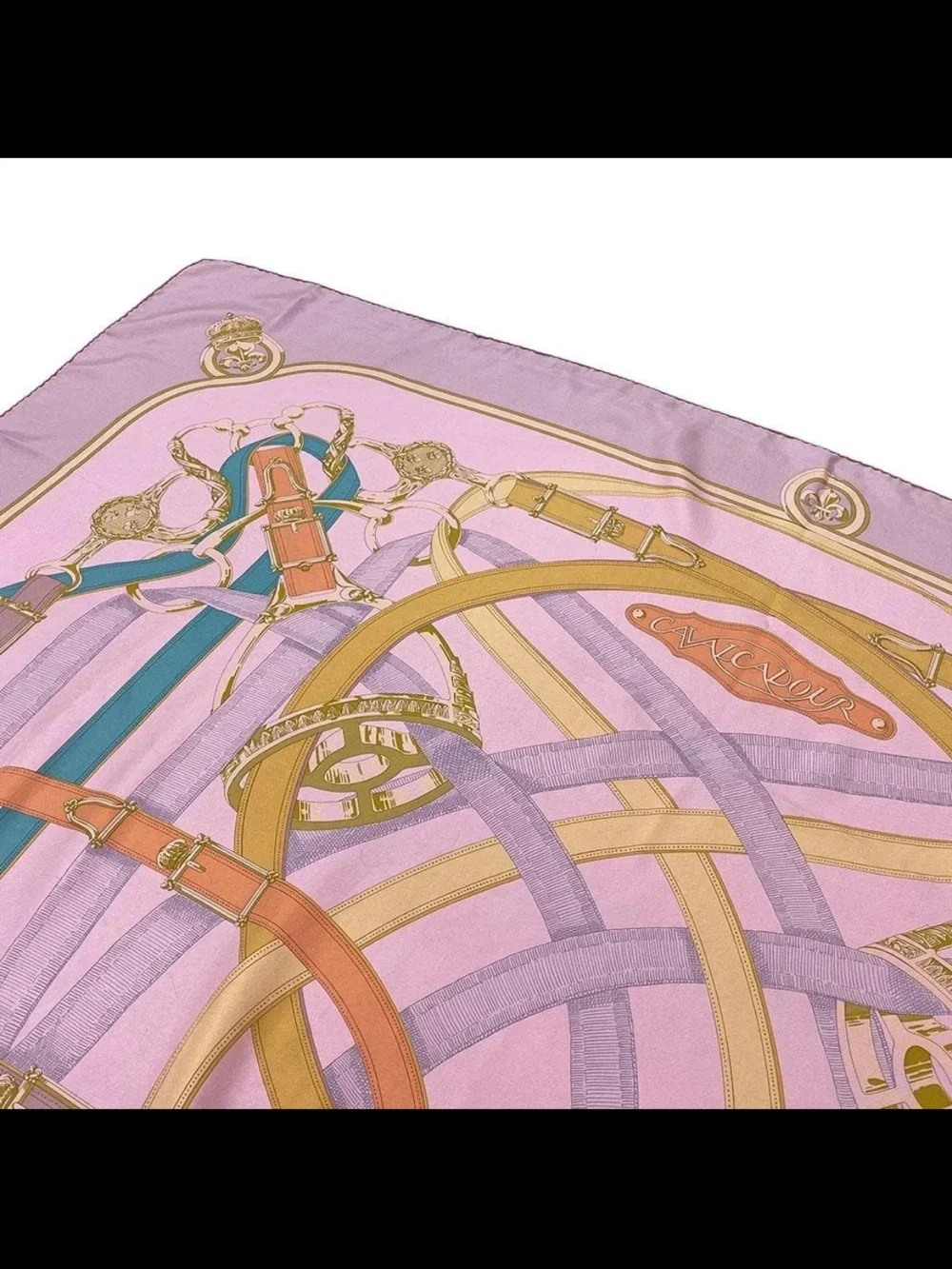 Hermès Paris Silk Scarf - Pink with Teal & Gold Equine Motif